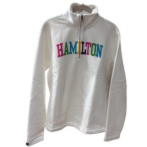 Jansport Hamilton in Colorful Letters White 1/4 ZipPullover Sweatshirt Sz L NWOT
